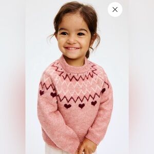H&M Pink and White Heart Sweater